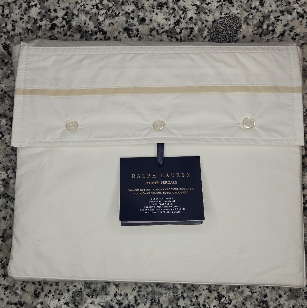 Ralph Lauren Palmer Percale Queen Flat Sheet - Sand Dune - NWT